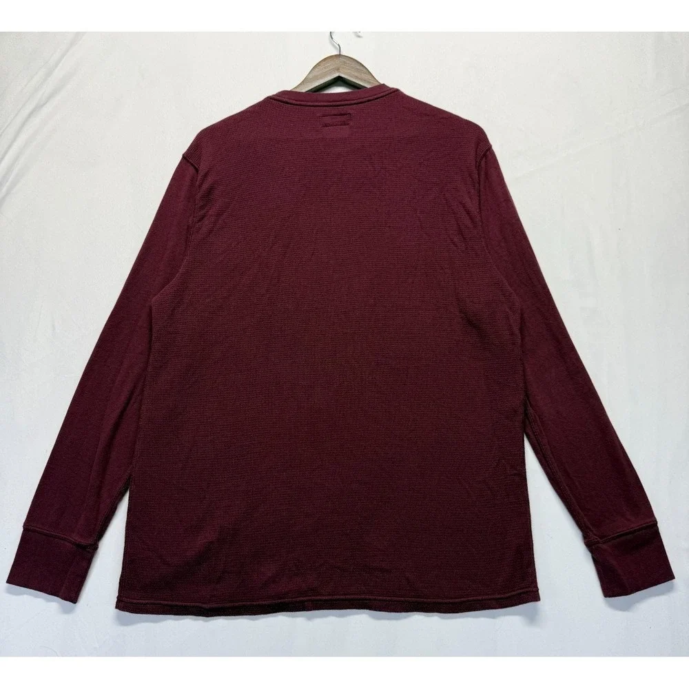 Polo Ralph Lauren Thermal Shirt‎ Mens XL Maroon Waffle Knit Cotton Pony Logo